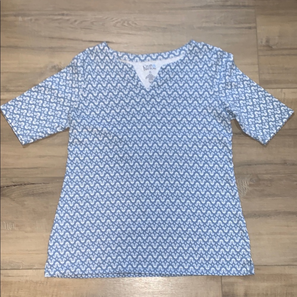Craft & Barrow Blue and White Patterned Top Size XS